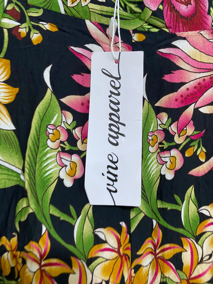 VINE APPAREL |M| WAIST 28| A42| BLACK TROPICAL FLORAL UTILITY WIDE-LEG PANTS