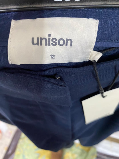 UNISON |L| WAIST 30| A42| NAVY TAILORED WIDE-LEG UTILITY TROUSERS