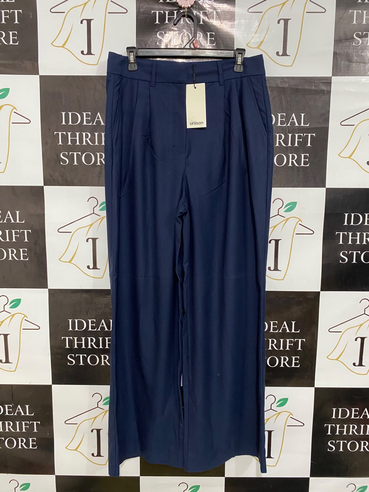 UNISON |L| WAIST 30| A42| NAVY TAILORED WIDE-LEG UTILITY TROUSERS