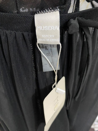 MUSERA |XS| WAIST 22| A42| BLACK SHEER FLOWING UTILITY PALAZZO PANTS