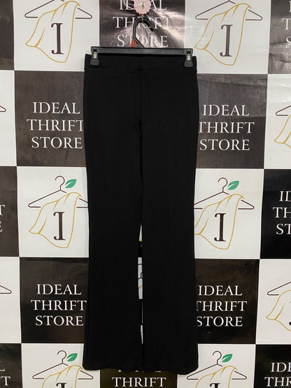 ANKO |XS| WAIST 24| A42| BLACK HIGH-RISE CENTER-SEAM FLARED TECHNICAL UTILITY TROUSERS