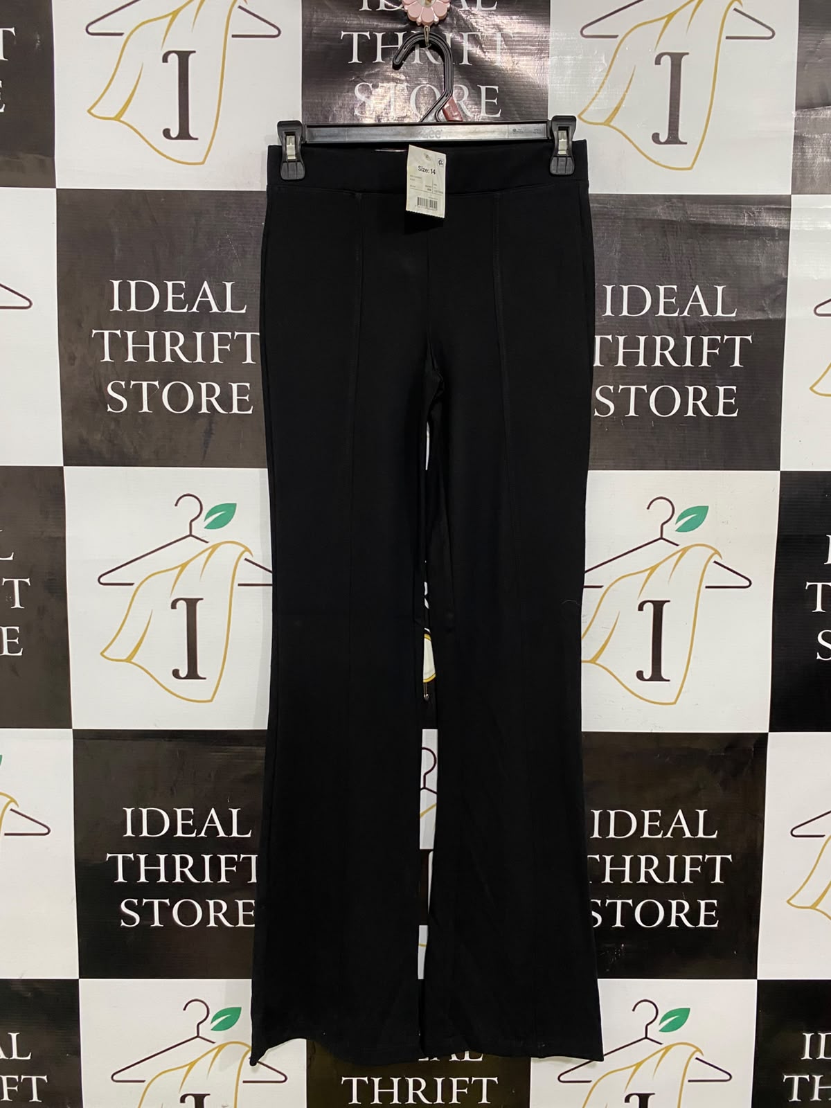 ANKO |XS| WAIST 24| A42| BLACK HIGH-RISE CENTER-SEAM FLARED TECHNICAL UTILITY TROUSERS