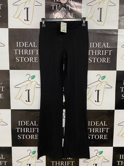 ANKO |XS| WAIST 24| A42| BLACK HIGH-RISE CENTER-SEAM FLARED TECHNICAL UTILITY TROUSERS