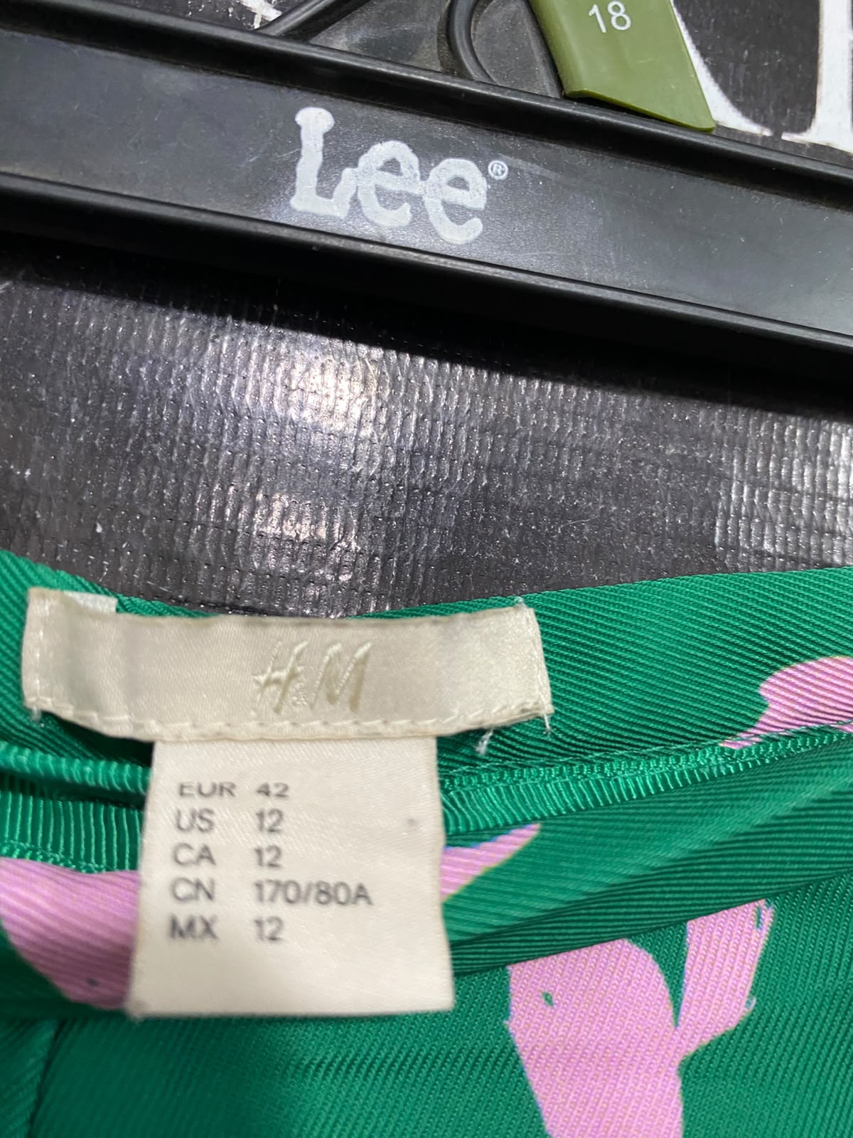 H&M |L| WAIST 30| A42| GREEN & PINK FLORAL UTILITY WIDE-LEG PALAZZO PANTS