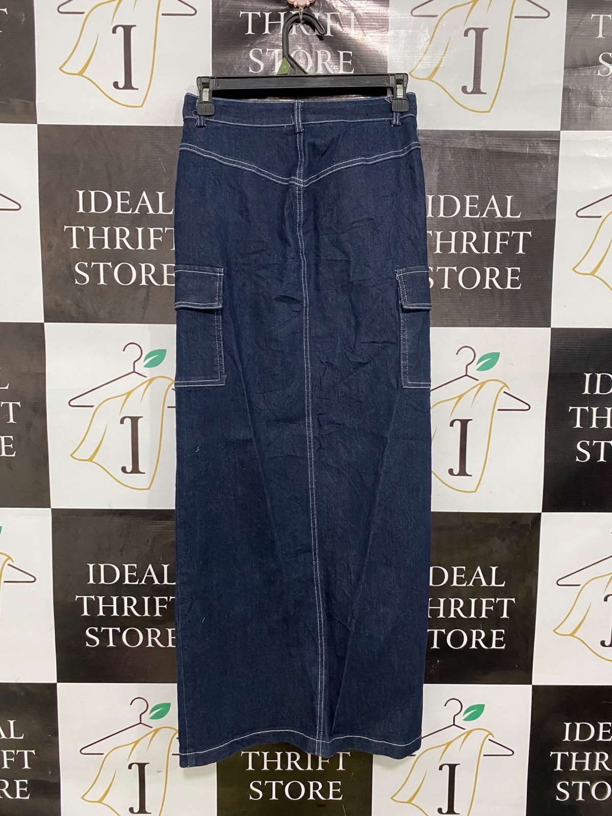 ANGEL BIBA |S| WAIST 26| A42| DARK DENIM CARGO UTILITY MAXI SKIRT