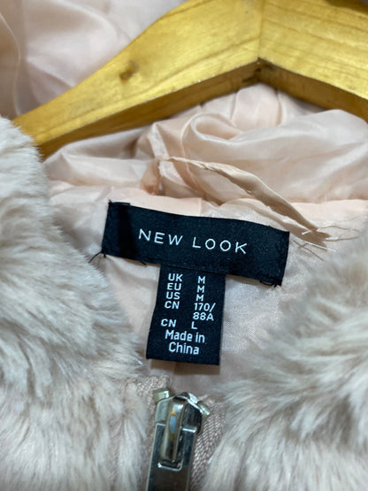 NEW LOOK |M| BUST 24| A42| BLUSH PINK FAUX FUR HOODED UTILITY ZIP-UP JACKET