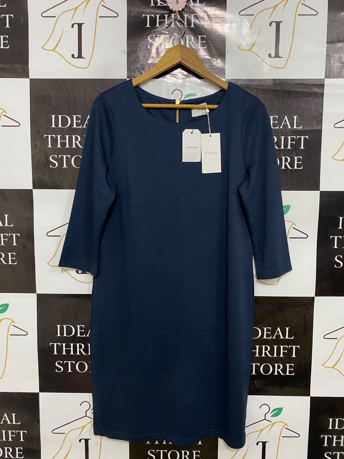 VILA |L| BUST 20| A42| NAVY BLUE 3/4-SLEEVE STRUCTURED DRESS