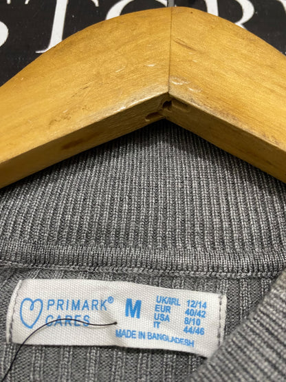 PRIMARK CARES |M| BUST 12| A42| GREY RIBBED MOCK-NECK LONG-SLEEVE TOP