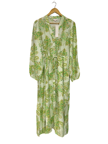 SUNNY GIRL |M| BUST 20| A43| SAGE GREEN AND GOLD PAISLEY PRINT TECHNICAL UTILITY MAXI DRESS