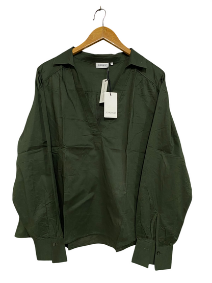 JEANS WEST |XL| BUST 25| A43| OLIVE GREEN V-NECK TECHNICAL UTILITY BLOUSE