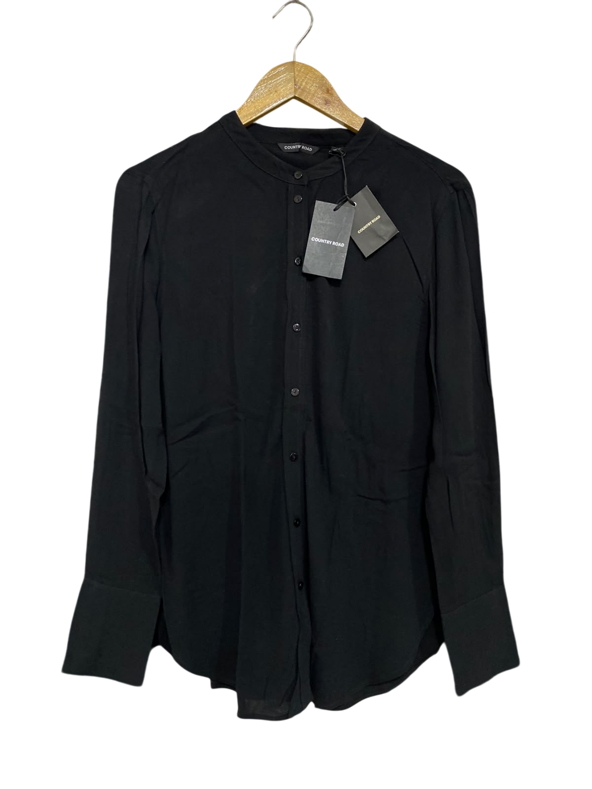 COUNTRY ROAD |M| BUST 20| A43| BLACK BANDED-COLLAR TECHNICAL UTILITY SHIRT