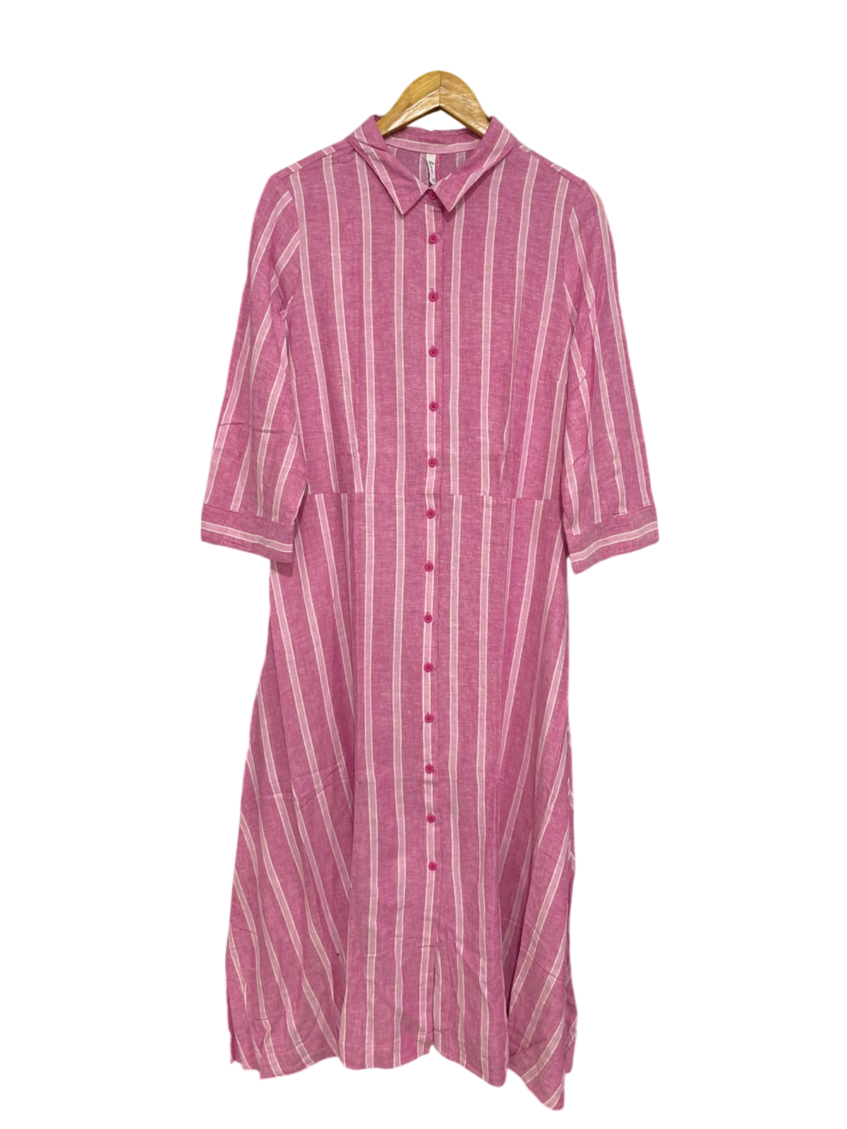& ME |XL| BUST 22| A43| PINK AND WHITE STRIPED TECHNICAL UTILITY SHIRT DRESS