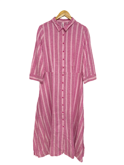 & ME |XL| BUST 22| A43| PINK AND WHITE STRIPED TECHNICAL UTILITY SHIRT DRESS
