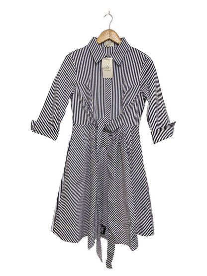OPERO |M| BUST 17| A43| NAVY AND WHITE STRIPED TECHNICAL UTILITY SHIRT DRESS