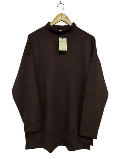 RIVER ISLAND |M| BUST 22| A43| DARK BROWN MOCK-NECK OVERSIZED UTILITY SWEATSHIRT
