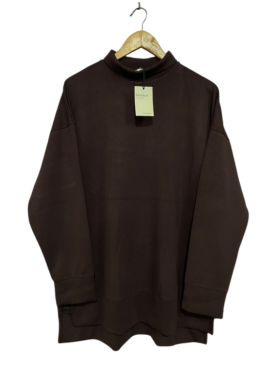 RIVER ISLAND |M| BUST 22| A43| DARK BROWN MOCK-NECK OVERSIZED UTILITY SWEATSHIRT