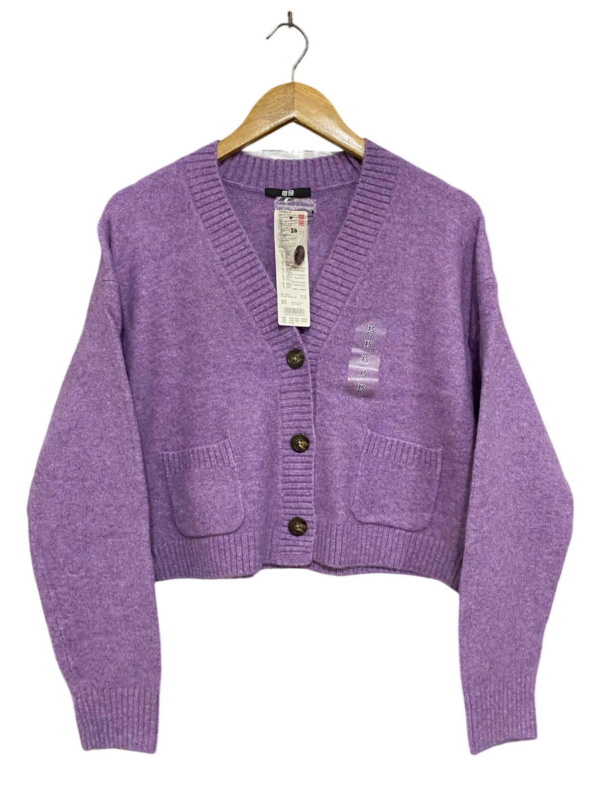 UNIQLO |XS| BUST 23| A43| LAVENDER CROPPED V-NECK KNIT CARDIGAN