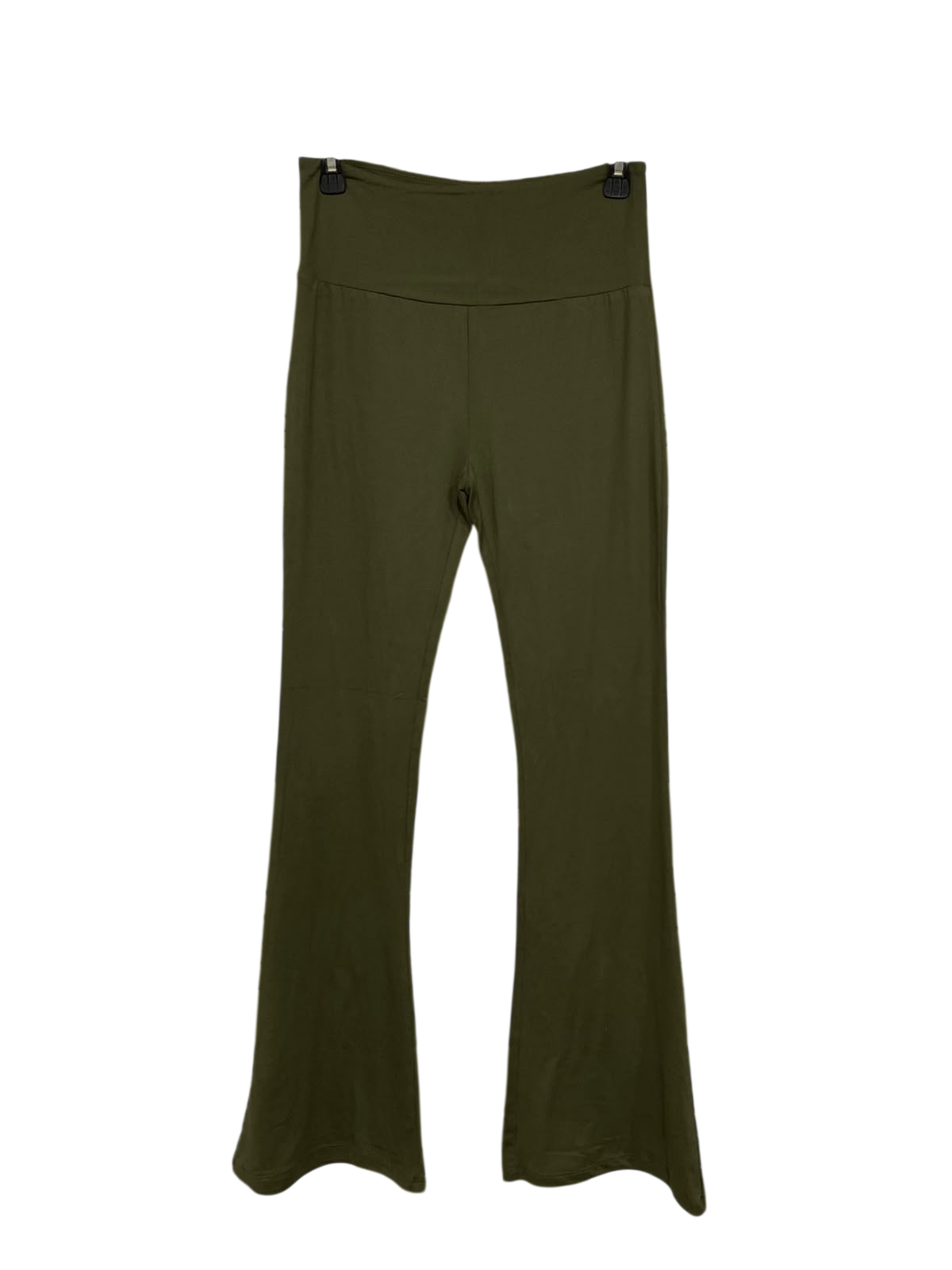 |S| WAIST 26| A43| OLIVE GREEN HIGH-WAISTED FLARED UTILITY TROUSERS