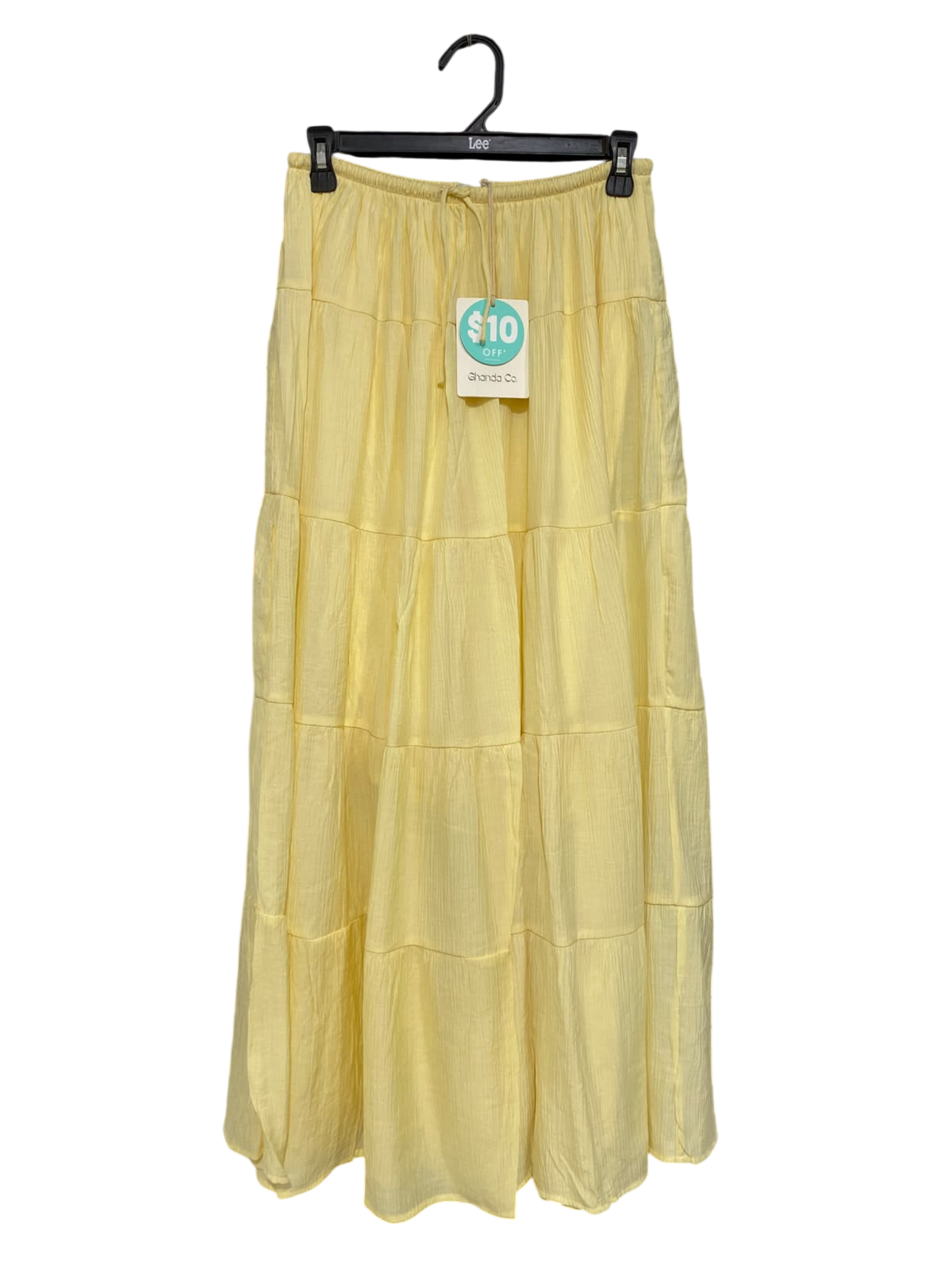 GHANDA CO |S| WAIST 26| A43| PALE YELLOW TIERED MAXI UTILITY SKIRT
