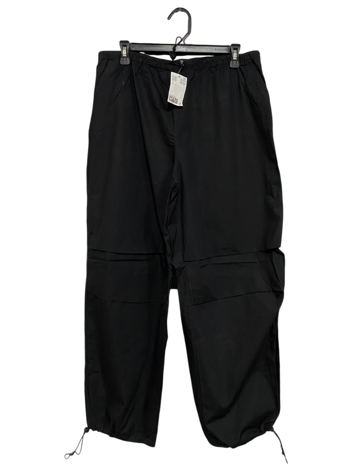 H&M |L| WAIST 32| A43| BLACK TECHNICAL CARGO UTILITY PANTS WITH DRAWSTRING CUFFS