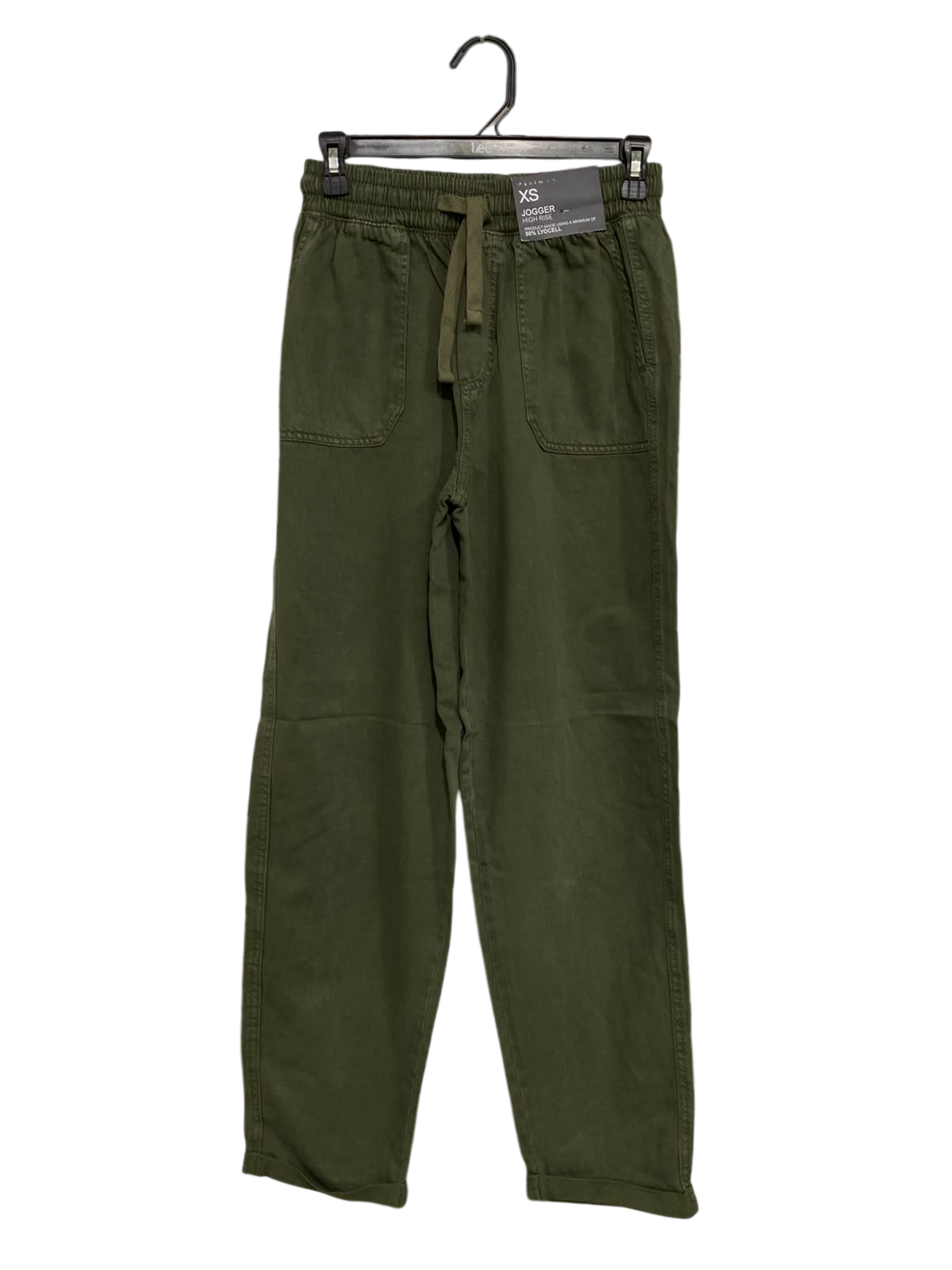 PRIMARK CARES |XS| WAIST 26| A43| OLIVE GREEN HIGH-RISE LYOCELL UTILITY JOGGERS