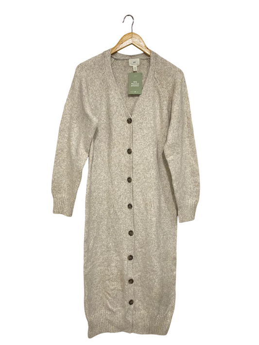 H&M |XS| BUST 20| A43| BEIGE MELANGE BUTTON-UP KNIT UTILITY MIDI DRESS