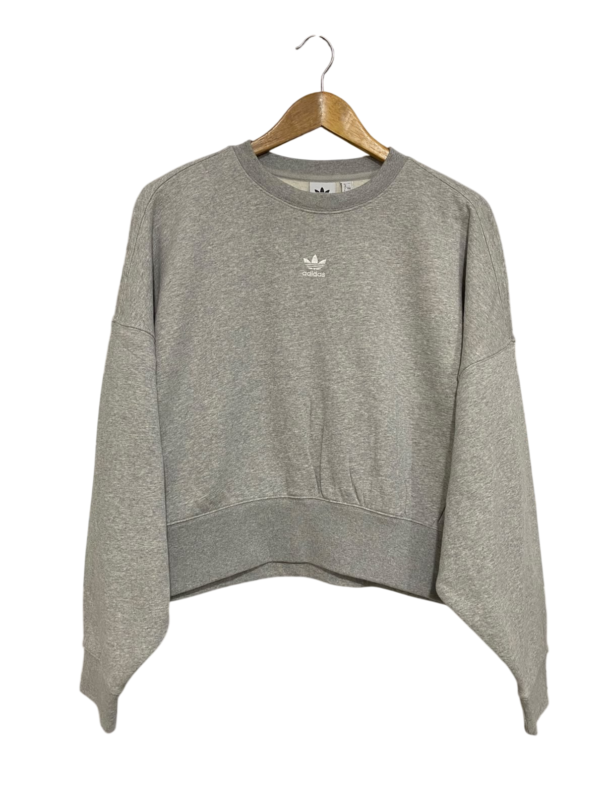 ADIDAS |L| BUST 27| A43| GREY EMBROIDERED TREFOIL CROPPED UTILITY SWEATSHIRT
