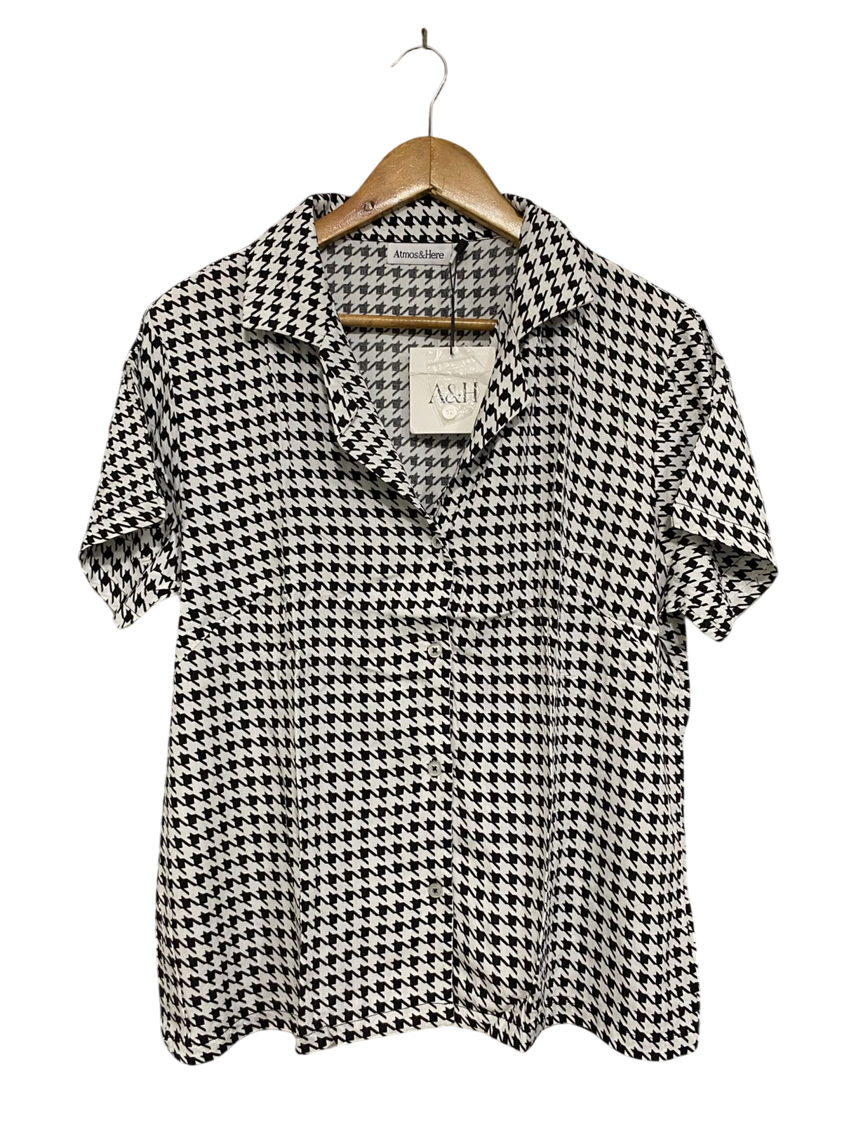 ATMOS & HERE |S| BUST 21| A43| HOUNDSTOOTH SHORT-SLEEVE UTILITY SHIRT