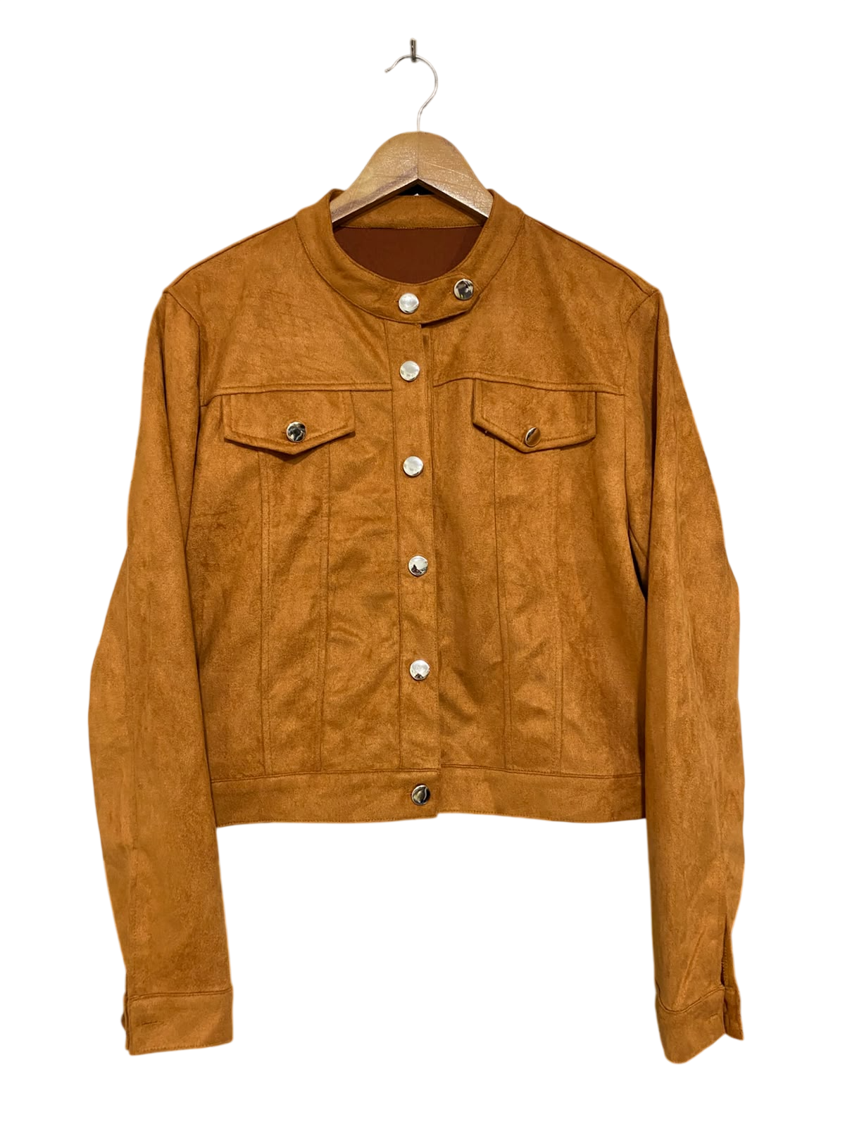|XL| BUST 22| A44| CAMEL FAUX-SUEDE BUTTON-UP UTILITY JACKET