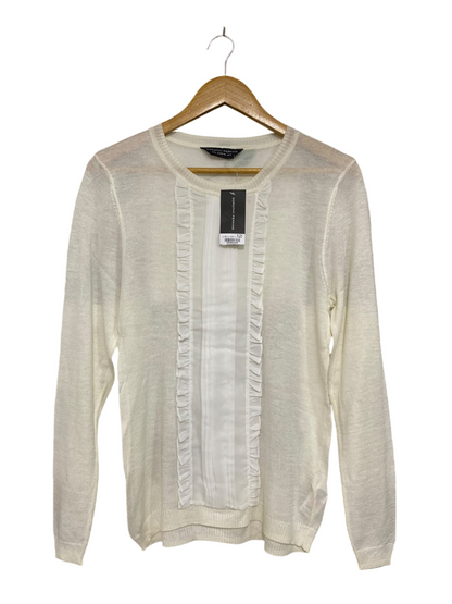 DOROTHY PERKINS |S| BUST 17| A44| CREAM RUFFLED-FRONT KNIT UTILITY SWEATER