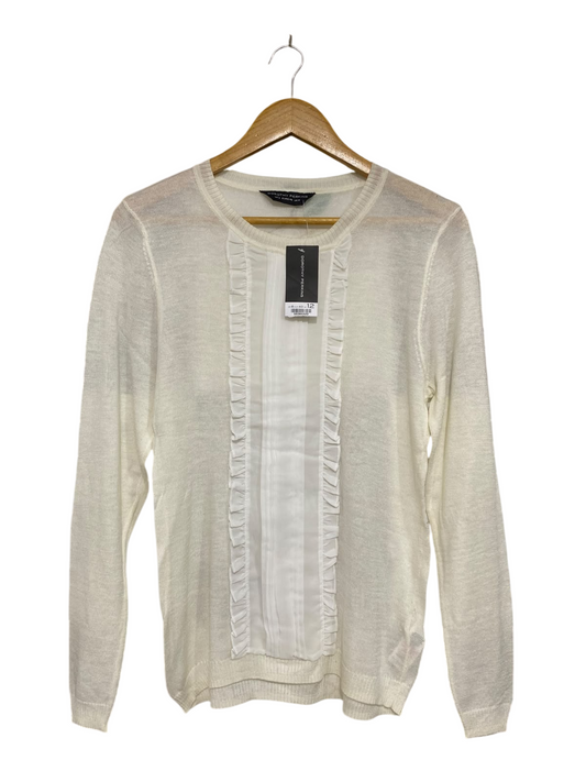 DOROTHY PERKINS |S| BUST 17| A44| CREAM RUFFLED-FRONT KNIT UTILITY SWEATER
