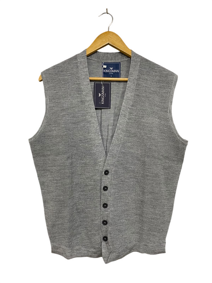 KINGSMAN |M| BUST 21| A44| GREY KNIT V-NECK UTILITY VEST