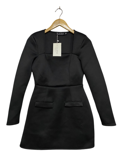 IN THE STYLE |S| BUST 16| A44 | BLACK SQUARE-NECK LONG-SLEEVE BLAZER DRESS