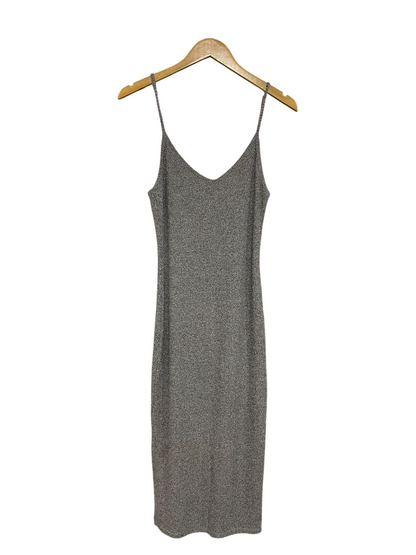 SUPRE |M| BUST 14| A44| GREY METALLIC SPARKLE SLIP MIDI UTILITY DRESS