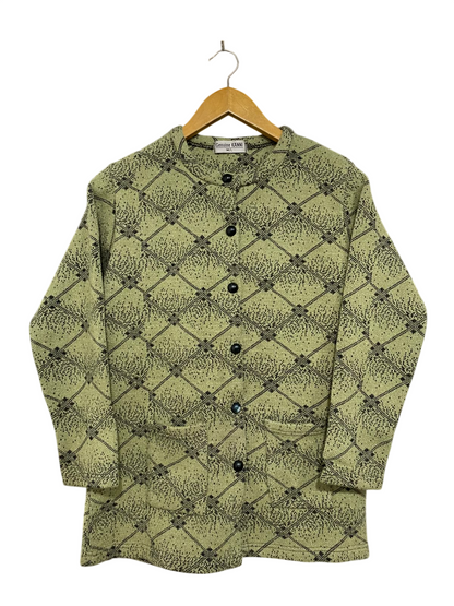 GENUINE KANNI |M/L| BUST 18| A44| OLIVE & BLACK PATTERNED KNIT UTILITY CARDIGAN