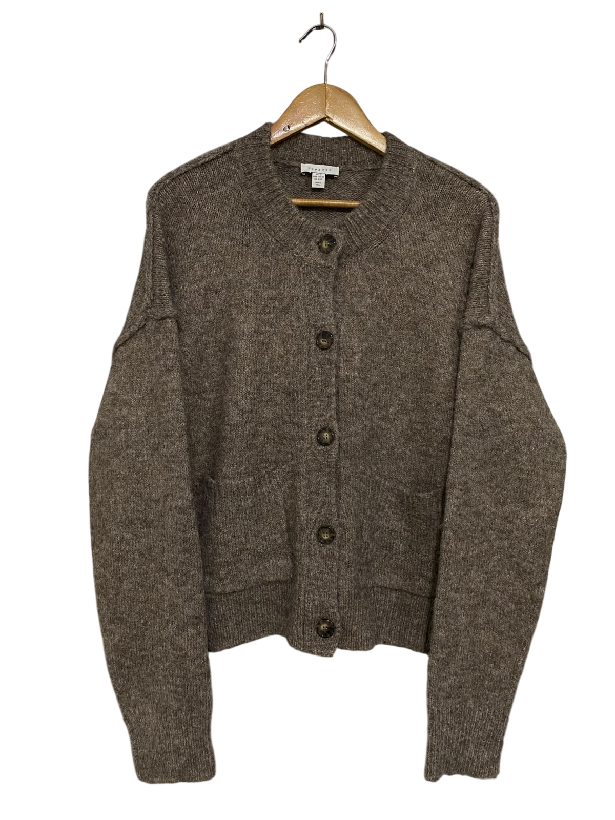 TOPSHOP |M| BUST 24| A44| BROWN OVERSIZED KNIT UTILITY CARDIGAN