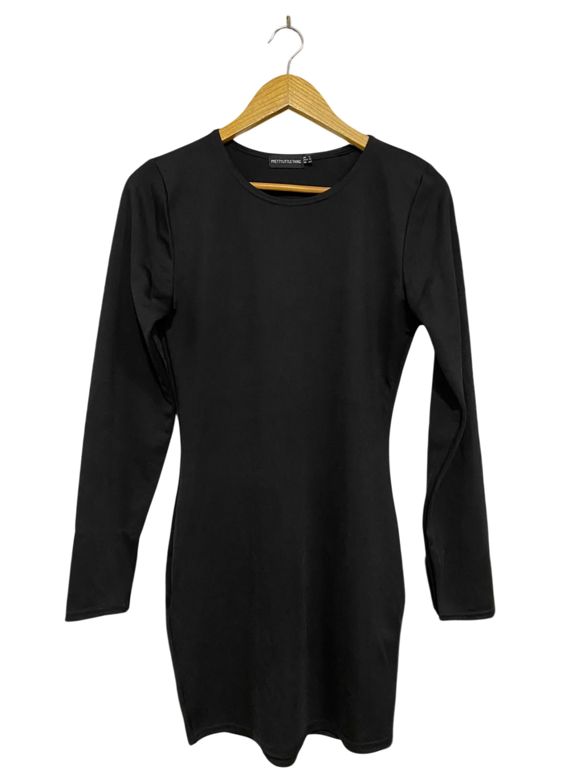 PRETTYLITTLE THING |M| BUST 17| A44| BLACK LONG-SLEEVE BODYCON MINI DRESS