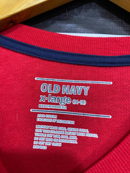 OLD NAVY |XL| BUST 19| A44| RED CREWNECK FLEECE UTILITY SWEATSHIRT