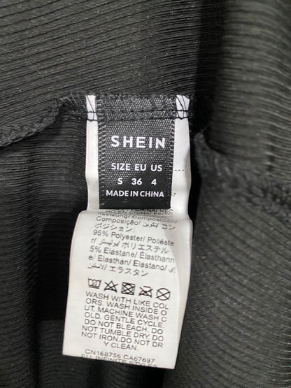 SHEIN |S| BUST 15| A44| BLACK RIBBED V-NECK BUTTON-FRONT MIDI UTILITY DRESS