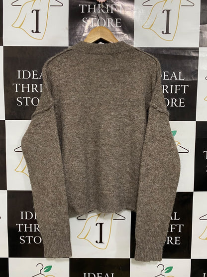 TOPSHOP |M| BUST 24| A44| BROWN OVERSIZED KNIT UTILITY CARDIGAN