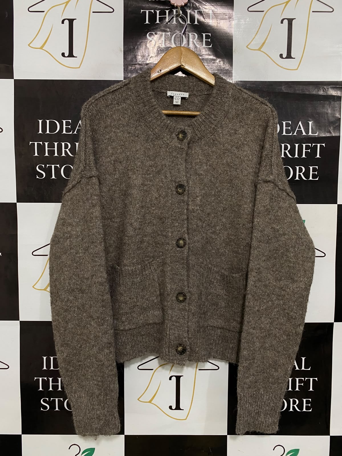 TOPSHOP |M| BUST 24| A44| BROWN OVERSIZED KNIT UTILITY CARDIGAN