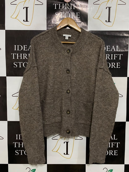 TOPSHOP |M| BUST 24| A44| BROWN OVERSIZED KNIT UTILITY CARDIGAN