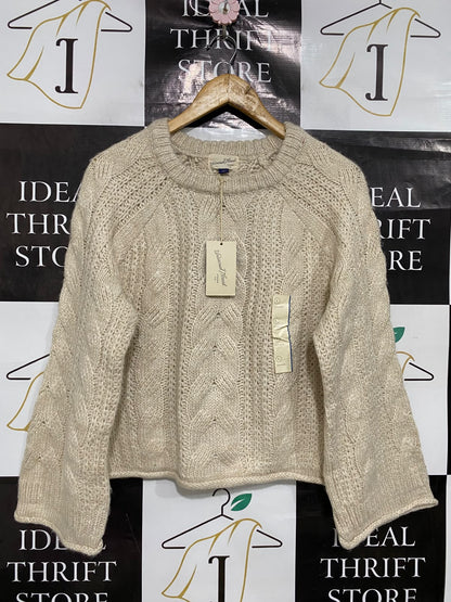 UNIVERSAL THREAD |L| BUST 22| A44| OATMEAL CABLE-KNIT UTILITY SWEATER