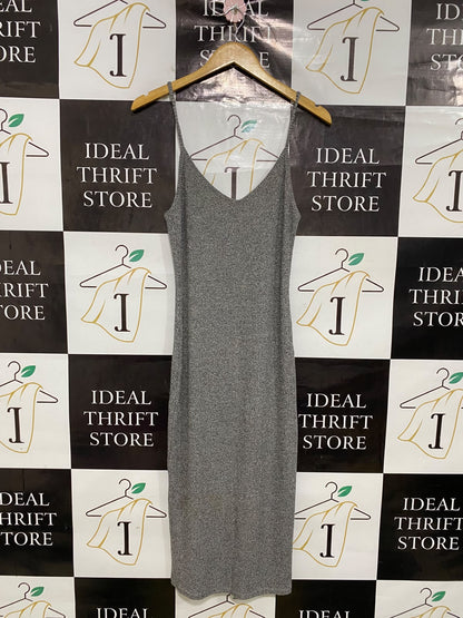 SUPRE |M| BUST 14| A44| GREY METALLIC SPARKLE SLIP MIDI UTILITY DRESS