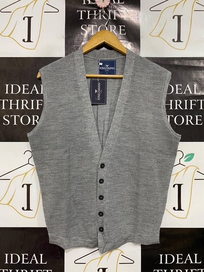 KINGSMAN |M| BUST 21| A44| GREY KNIT V-NECK UTILITY VEST