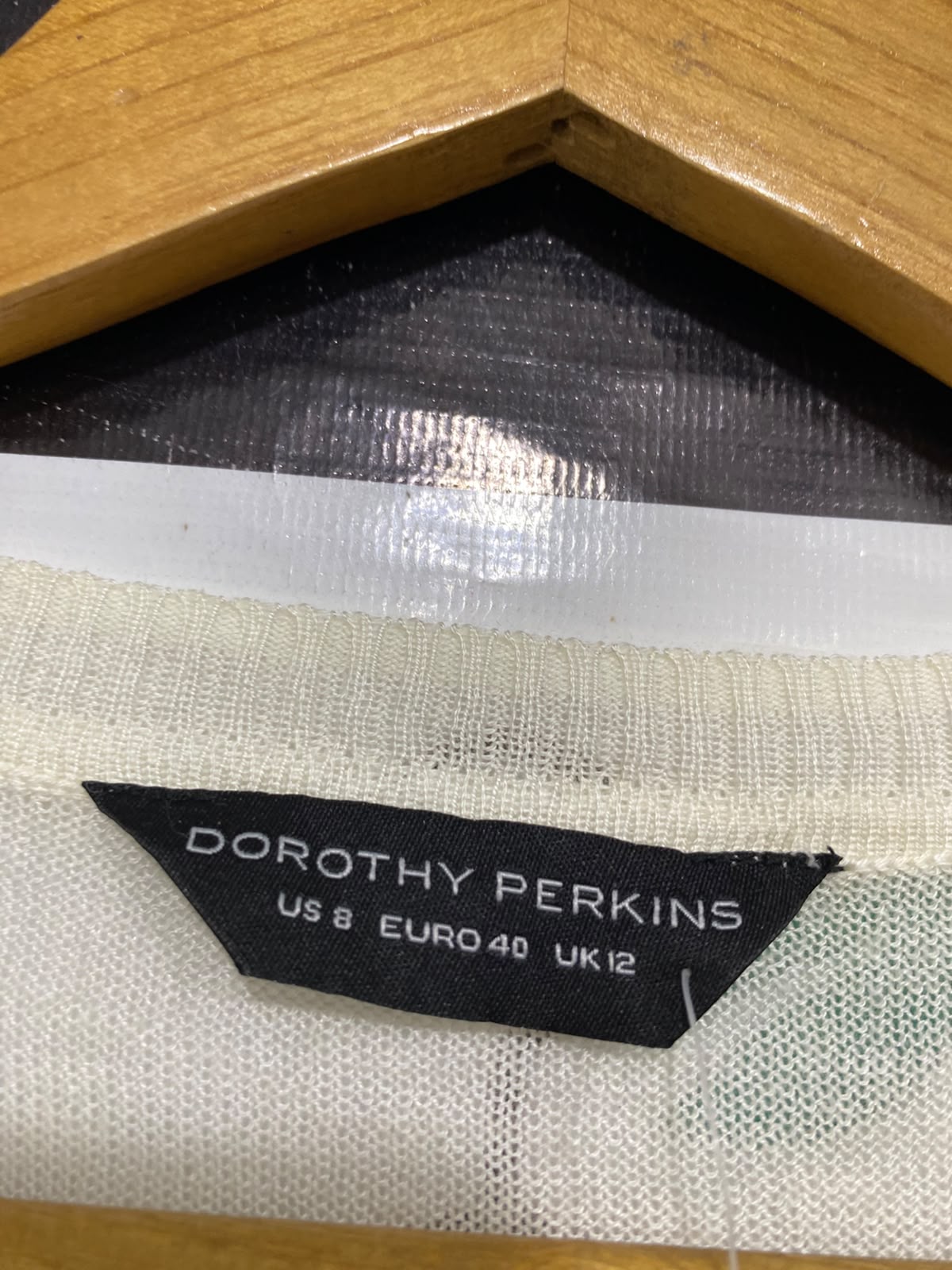 DOROTHY PERKINS |S| BUST 17| A44| CREAM RUFFLED-FRONT KNIT UTILITY SWEATER