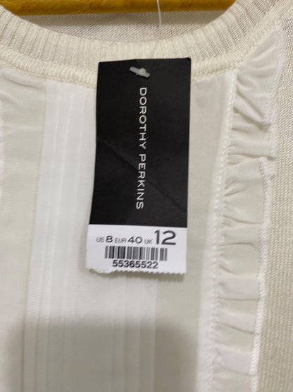 DOROTHY PERKINS |S| BUST 17| A44| CREAM RUFFLED-FRONT KNIT UTILITY SWEATER