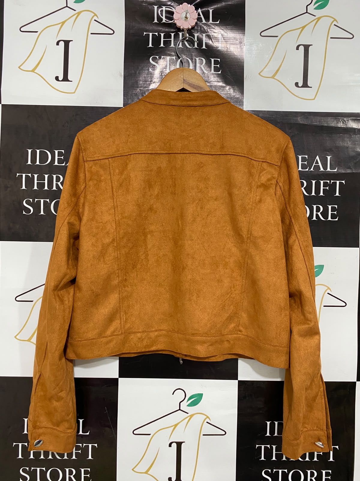 |XL| BUST 22| A44| CAMEL FAUX-SUEDE BUTTON-UP UTILITY JACKET