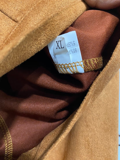 |XL| BUST 22| A44| CAMEL FAUX-SUEDE BUTTON-UP UTILITY JACKET
