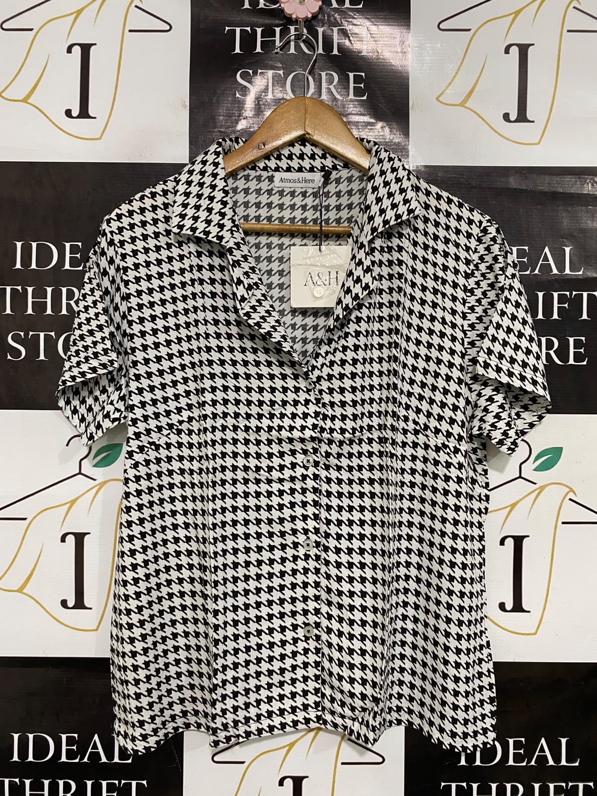 ATMOS & HERE |S| BUST 21| A43| HOUNDSTOOTH SHORT-SLEEVE UTILITY SHIRT